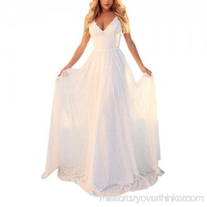 Nevera Women's Strappy Sleeveless Elegant Lace Wedding Dress V Neck Beach Bridal Gowns Dress White B07N85KXSV